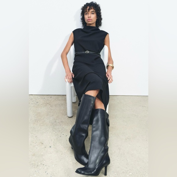 ZARA ZW COLLECTION BELTED MIDI DRESS NWT - Picture 6 of 9